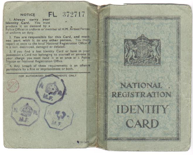 Yvonne Margaret Hogflesh's WWII ID Card (front)