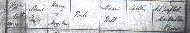 Louis James Pink's baptism certificate